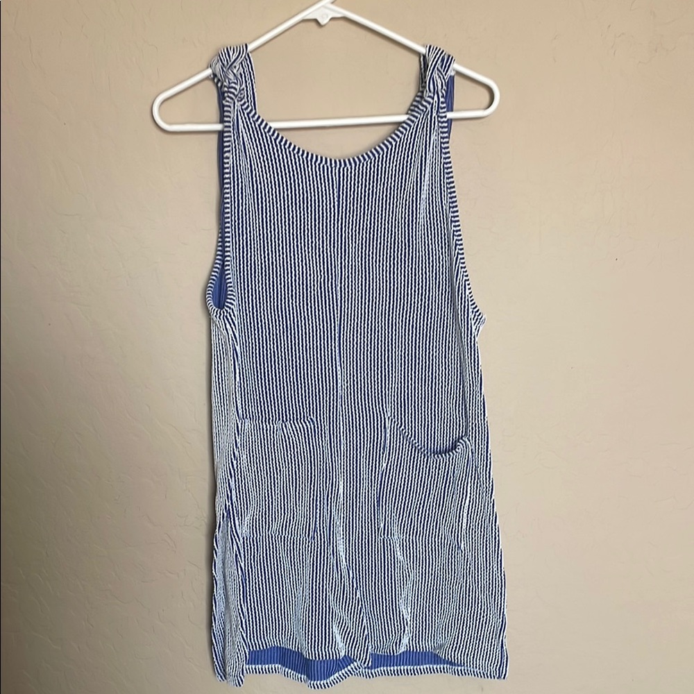 Women’s Blue and White Striped Beach Cover Up Romper